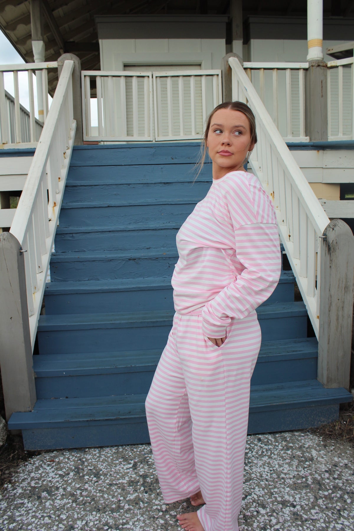 Pink Striped Lounge Set