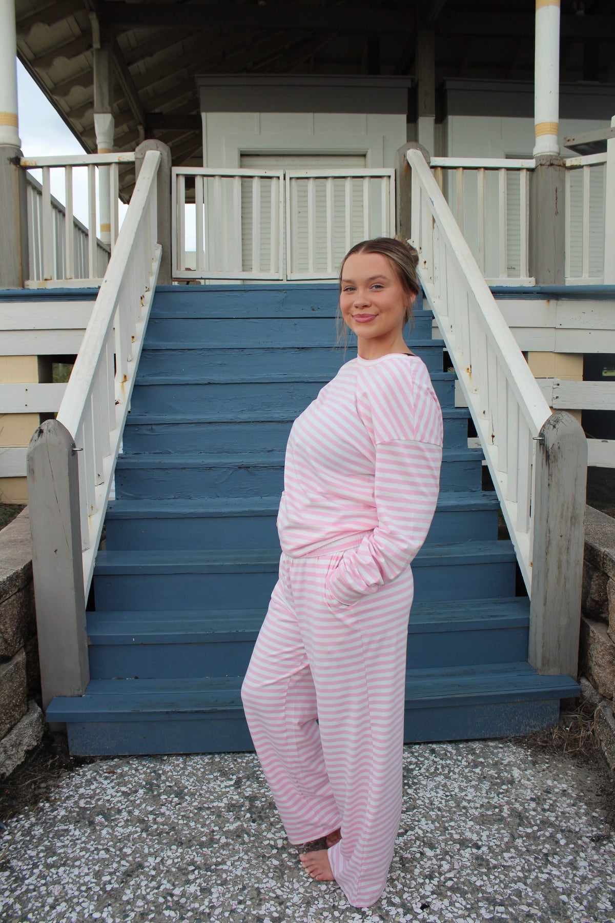 Pink Striped Lounge Set