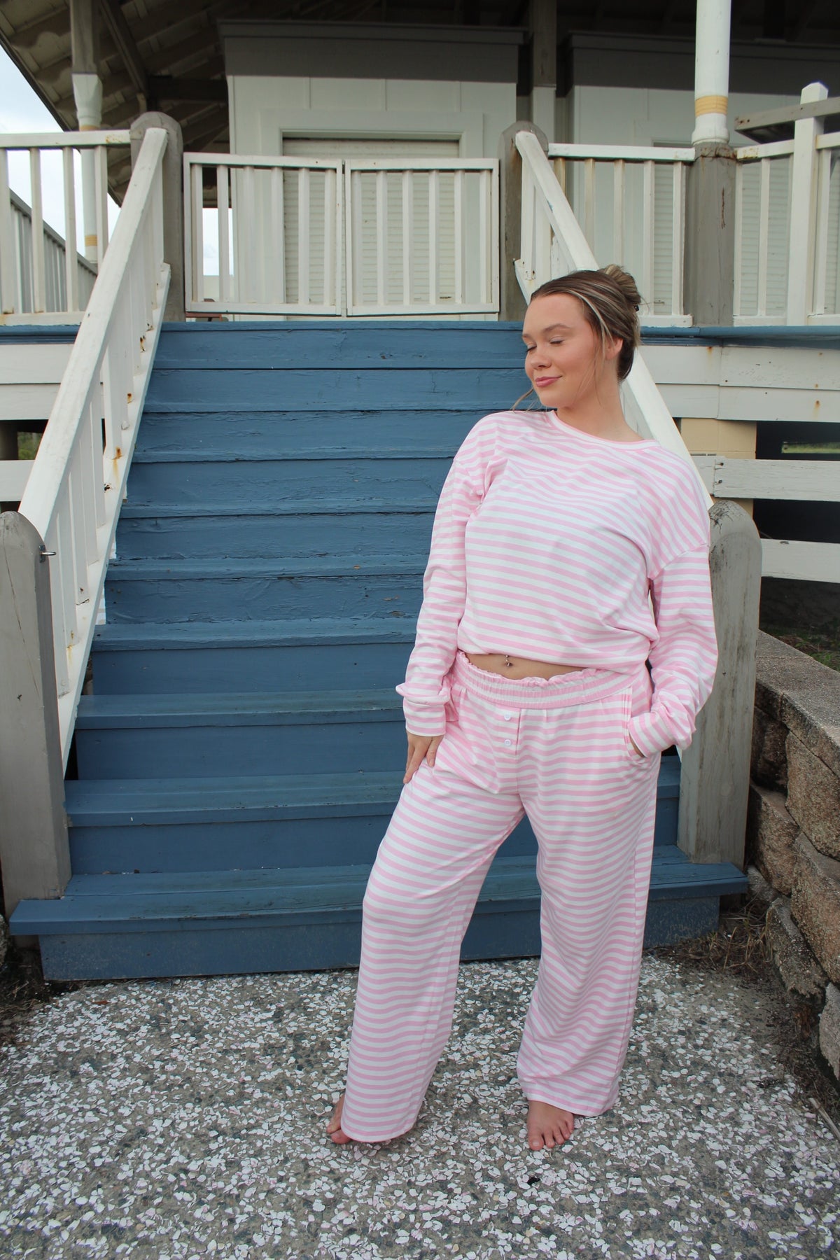 Pink Striped Lounge Set